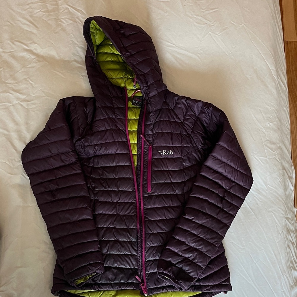 RAB Women's Purple Hooded Puffy Jacket